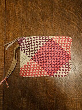 Anthropologie Claramonte Woven Leather Boho Wristlet
